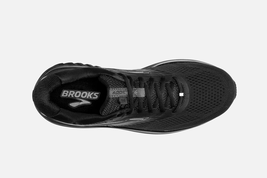 Addiction 14 Road Brooks Running Shoes NZ Mens - Black/Grey - FIVEKJ-934